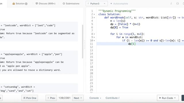 Word Break - Leetcode 139 - Dynamic Programming - Python