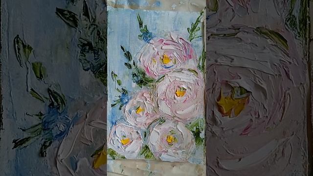Пионы, холст, масло, 10х15см, художник Екатерина Бородулина, ВК Картина - счастье в дом смотреть онлайн