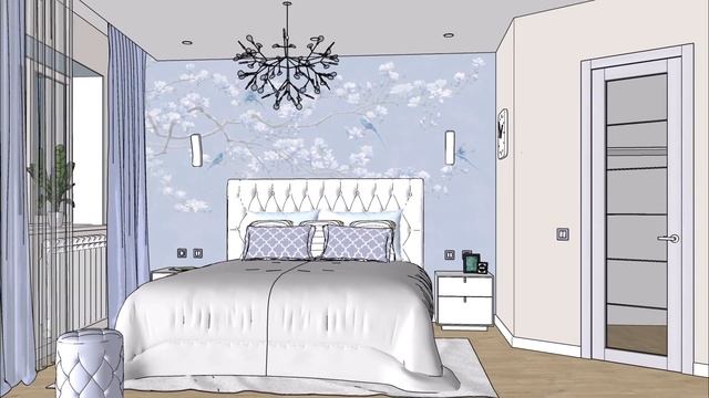 Дизайн интерьера спальни, Жулебино 62 кв м, ролик 11 смотреть онлайн