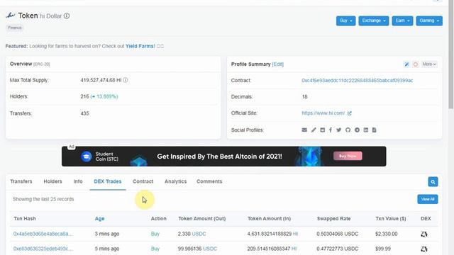 Собираем ежедневно монету Hi Dollars что продается уже на Uniswap смотреть онлайн