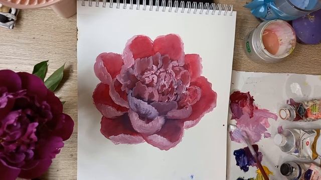 ? how to draw peonies step by step. Peony oil painting смотреть онлайн