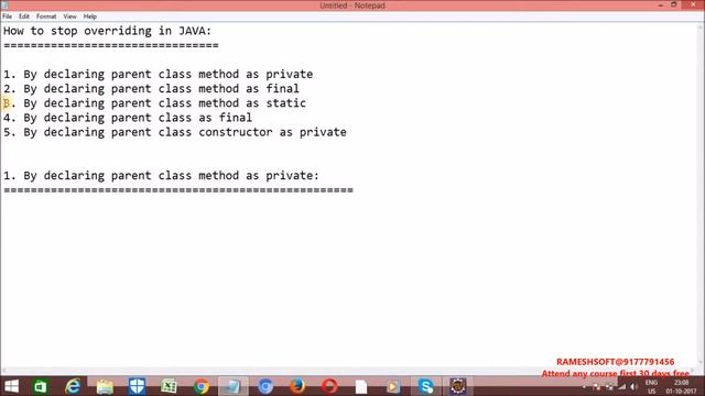 RAMESHSOFT: How many ways we can stop overriding in java смотреть онлайн
