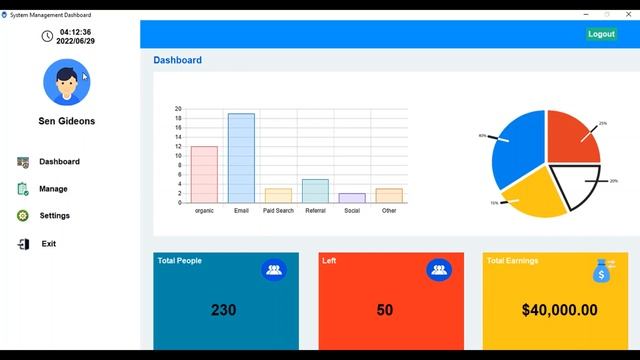Python Tkinter Dashboard | Modern Feel GUI Dashboard Using Python Tkinter