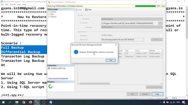 SQL Server DBA Tutorial 9 - How to Restore a Database to Specific Time Point in Time in SQL Server