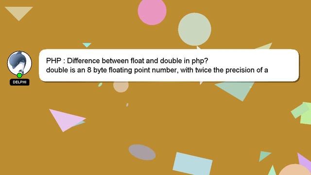 PHP : Difference between float and double in php? смотреть онлайн