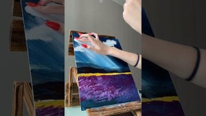 Пейзаж; Акрил ; Техника «Сухая кисть»