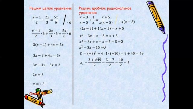 Дробно рациональные уравнения Алгоритм решения дробно рациональных уравнений смотреть онлайн