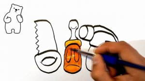 How To Draw SAW, HAMMER and SCREWDRIVER for kids  | Как нарисовать ПИЛУ И МОЛОТОК для детей