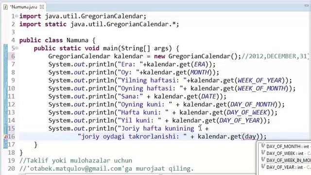 Javadan kuchaytirilgan darslar 42 GregorianCalendar 02 смотреть онлайн