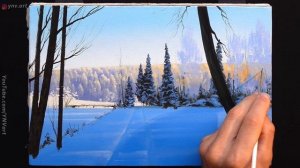 Acrylic Landscape Painting - Winter / Easy Art / Зимний пейзаж акрилом. Уроки рисования. Живопись