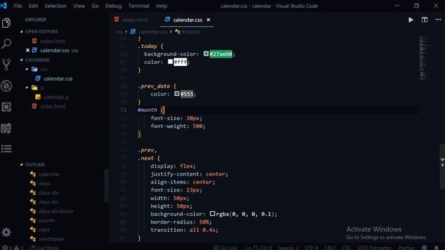 Beautiful Calendar HTML CSS JS हिंदी में