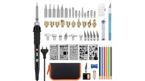 Набор для выжигания по дереву GEYOTAR, набор ручек для пирографии 60 Вт, паяльник с