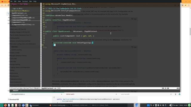 playing with dotnet core 44 - dataStorage11 configuring AppDbContext based on MariaDbServerVersion