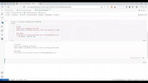 class09 string formatting - f-strings and f-string assignments and Unicode strings