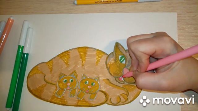 Как нарисовать Кошку с котятами смотреть онлайн
