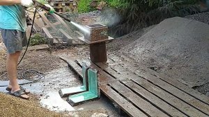 Блок столба забора под мытый бетон