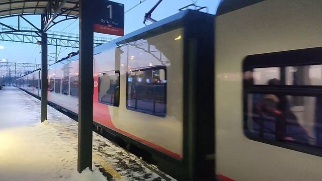 Электропоезд ЭС2Г-125 "Ласточка" на станции МЦД-3 Лихоборы (Февральский холодный день) смотреть онлайн