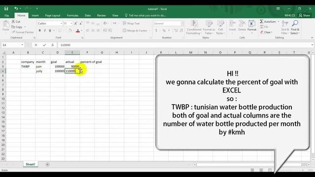 EXCEL online training | how to calculate a percent of goal in 2023