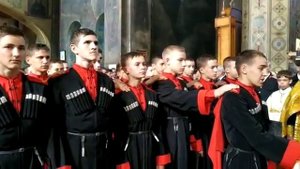 Торжественная присяга кадетов Курганинского казачьего кадетского корпуса.