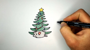 Как нарисовать Пушина с ёлкой
