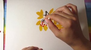 Как просто нарисовать РЯБИНУ за 3 минуты / Рисование ватными палочками. Осень