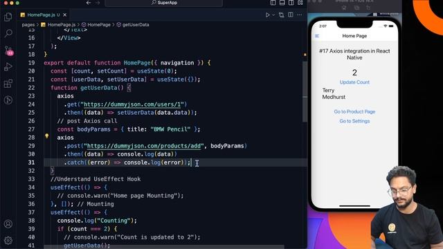 #17 Axios Integration in React Native #reactnative #axios  #javascript