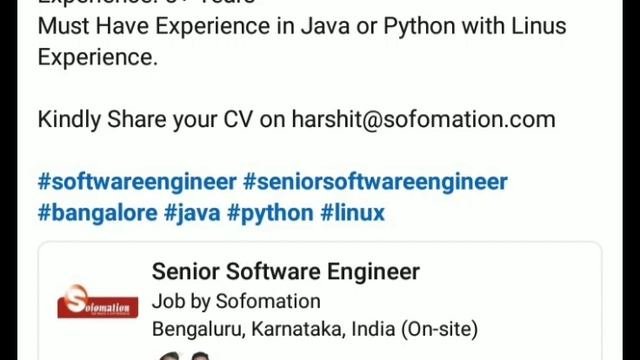 Senior Software Engineer Java Developer