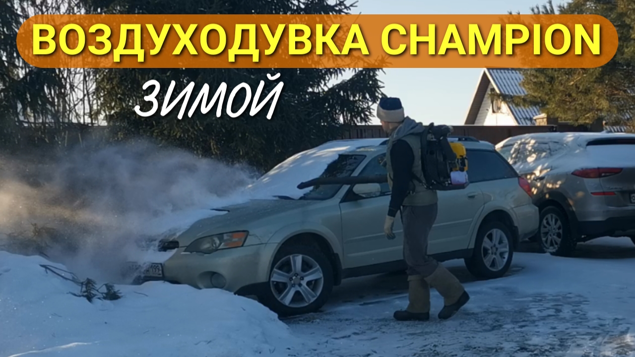 Воздуходувка Champion зимой: чистим дорожки и машины