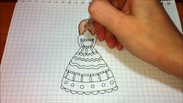 Простые рисунки #311 Рисуем красивое яркое платье смотреть онлайн