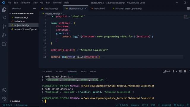 Keys, Values, Entries And HasOwnProperty in Javascript Object