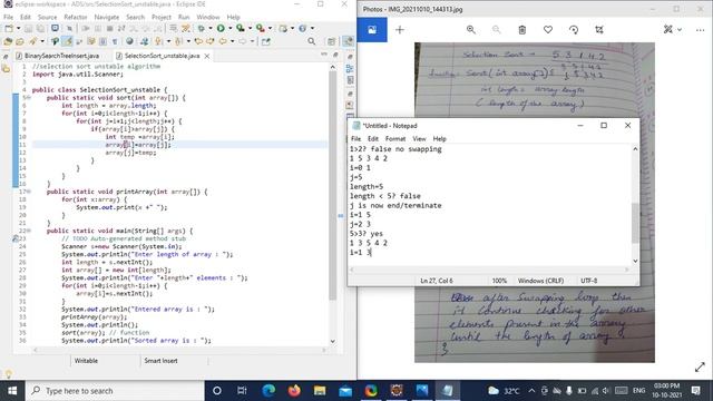 Explanation of selection sort program in java in hindi