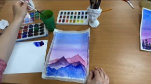 Видеоурок. Горный пейзаж акварелью.