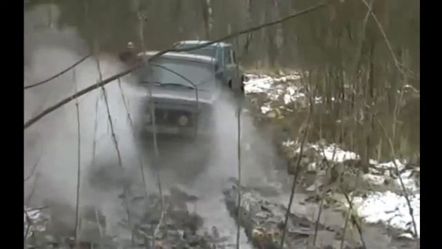 Crazy Niva  stalled in a swamp