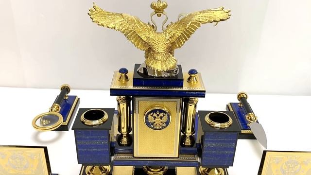 Настольный набор из лазурита "Двуглавый орел" 570*280*410мм. Арт: 3330276 смотреть онлайн