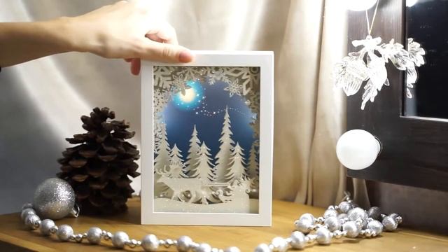 ночник, новогодний декор с подсветкой,  эффект 3D, новогодняя диорама "Новогодняя сказка"