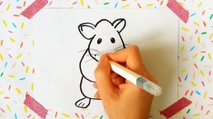 HOW TO DRAW A HAMSTER for kids. КАК НАРИСОВАТЬ ХОМЯКА для детей