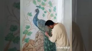 барельеф на стене павлин мастер-класс Узбекистан город Джизак