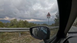 Driving to Troodos mountains . Cyprus 2022 January