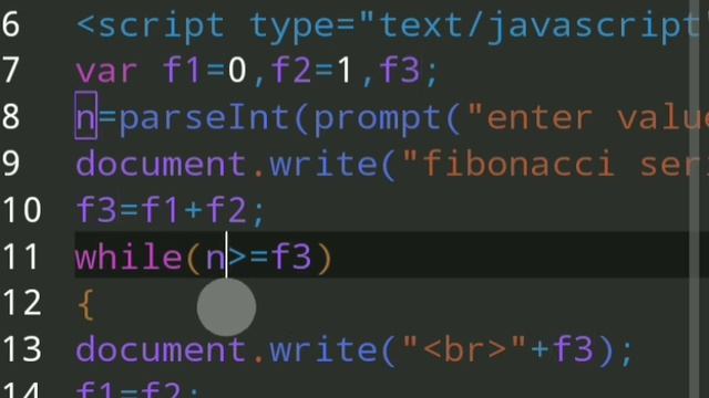 JavaScript code to Print Fibonacci series till n numbers | JavaScript Fibonacci series anWriter App