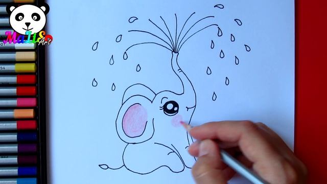 Как нарисовать слоника, слона, слоненка Рисуем и раскрашиваем | How to draw an Elephant with rainbo