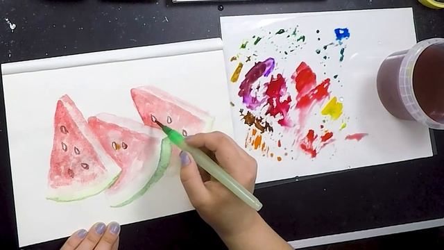 Как нарисовать арбуз акварелью | How To Paint a Watermelon with Watercolor смотреть онлайн