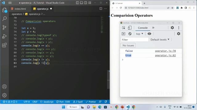 Comparision Operators || JavaScript tutorial for Beginners || Tutorial - 15