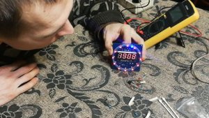 Кит набор LED Часы с алиэкспресс c подсветкой и термометром на STC15W408AS и DS1302