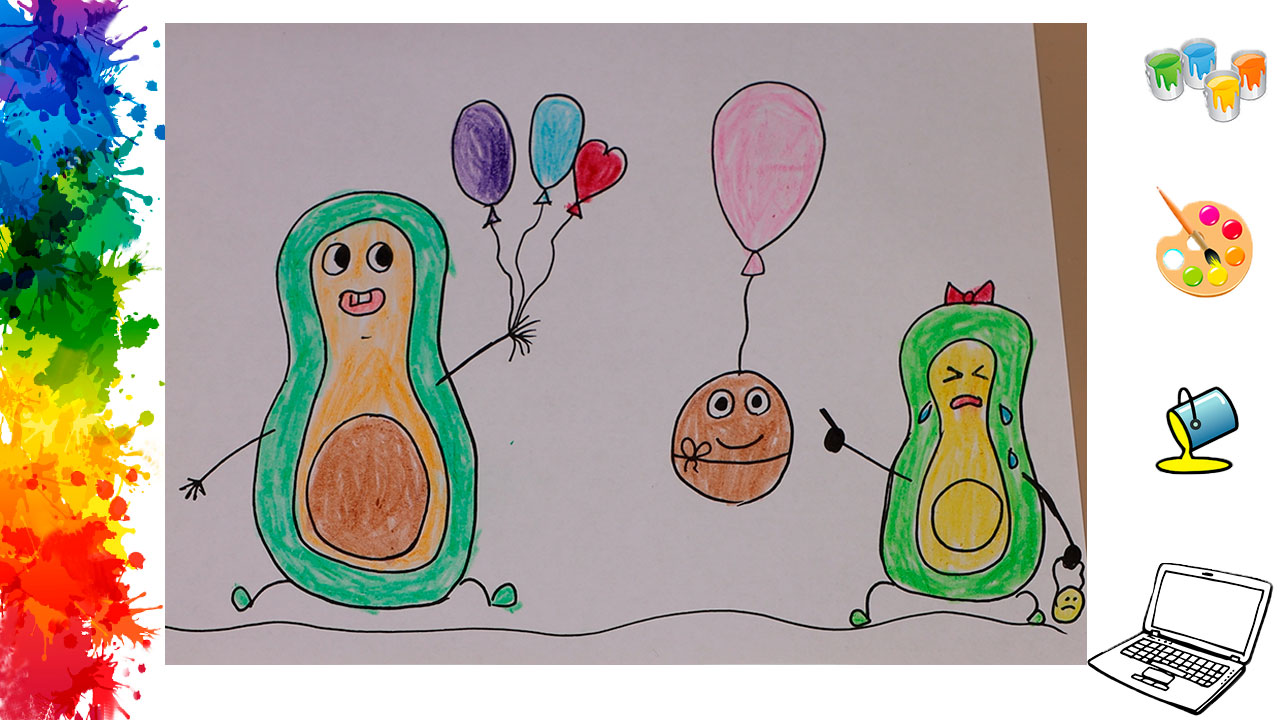 Как нарисовать лёгкий детский рисунок семейство Авокадо