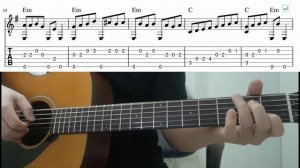 Eleanor Rigby (The Beatles) - Easy Fingerstyle Guitar Playthough Lesson With Tabs