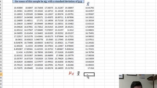 Statistics: Using Excel to Calculate Sample Means (Sampling Distribution)