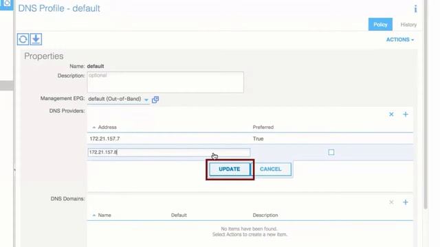Configuring a DNS Service Policy to Connect with DNS Providers, Release 1.1(4e) смотреть онлайн