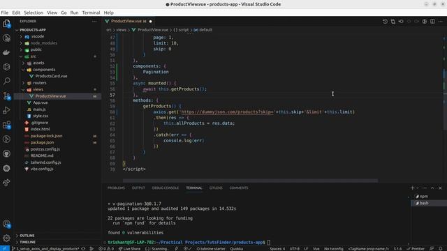 Products app using Vue 3 #6 Pagination for Products | Vue Js Project in Hindi