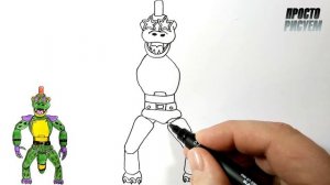 Рисуем Аниматроника Глэмрок Монти, FNAF Security Breach