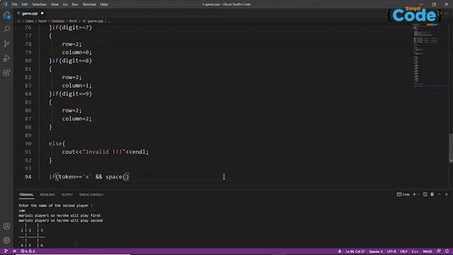 Tic Tac Toe Game Project in C++ | C++ Projects With Source Code | C++ Projects | SimpliCode